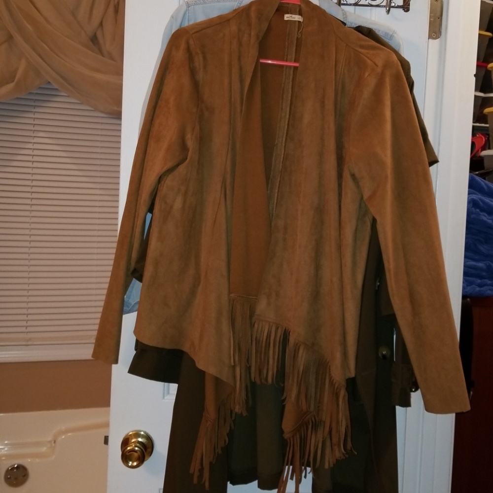 Hollister suede fringed cardigan